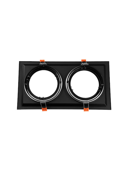 GloboStar Rectangle Metallic Frame for Spot AR111 Black 33.5x17.5cm. 1pcs