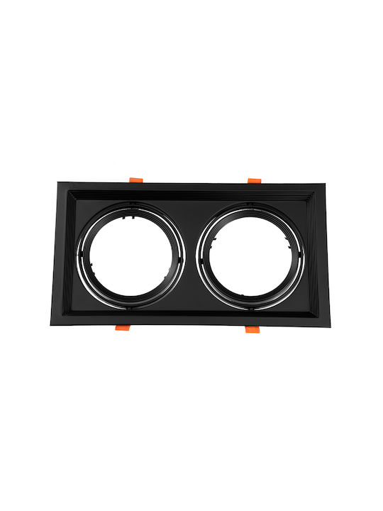 GloboStar Rectangle Metallic Frame for Spot AR111 Black 33.5x17.5cm. 1pcs