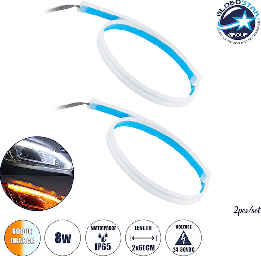 GloboStar Αδιάβροχη Ταινία LED Light Πορτοκαλί Φως 0.6m Τύπου COB