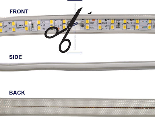 GloboStar Αδιάβροχη Ταινία LED 220V Θερμό Λευκό Φως 1m Τύπου SMD2835
