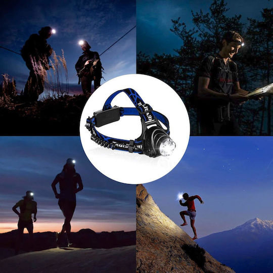 GloboStar Rechargeable Headlamp LED IP44 with Maximum Brightness 1800lm XML2-T6 100pcs Black