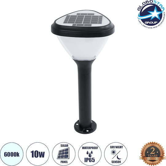 GloboStar Σετ 4 Ηλιακά Φωτιστικά Δαπέδου Φανάρια 10W 180lm Ψυχρό Λευκό 6000K με Φωτοκύτταρο IP65 26x26x60εκ.