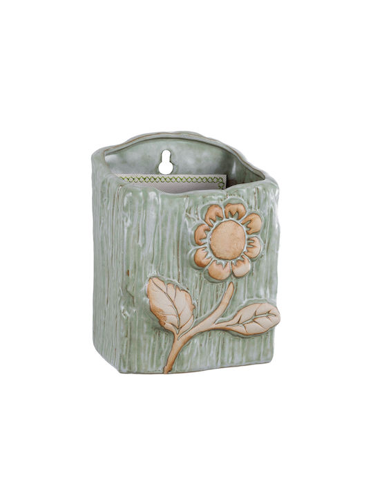 GloboStar Ceramic Green Flower Pot 13x13x17cm