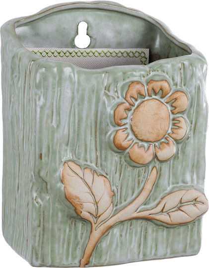 GloboStar Ceramic Green Flower Pot 13x13x17cm