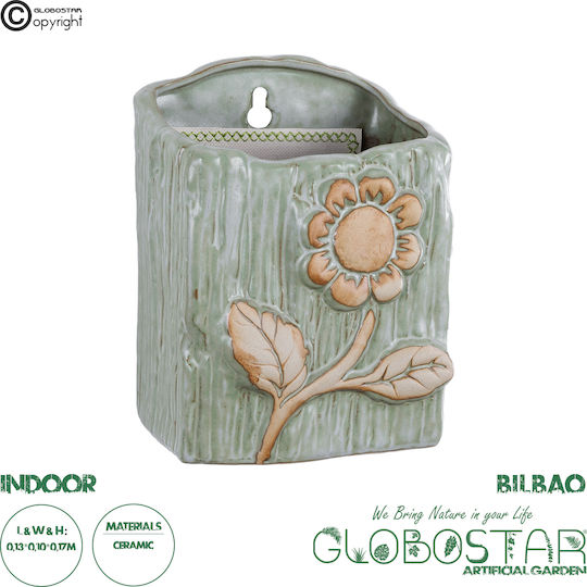 GloboStar Ceramic Green Flower Pot 13x13x17cm