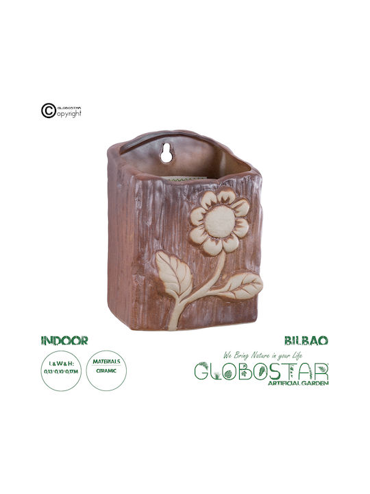 GloboStar Bilbao Γλάστρα Πήλινη Καφέ 13x13x17εκ.