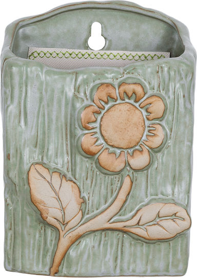 GloboStar Ceramic Green Flower Pot 13x13x17cm