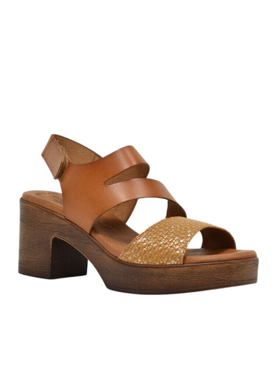 Din piele Sandale Tabac maro