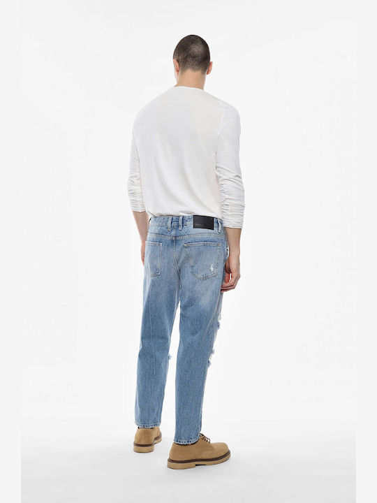 Men's Jeans Pants with Loose Straight Fit Blue