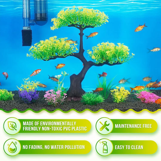 Gelbes künstliches Aquarium-Baum-Set Bunte Büsche