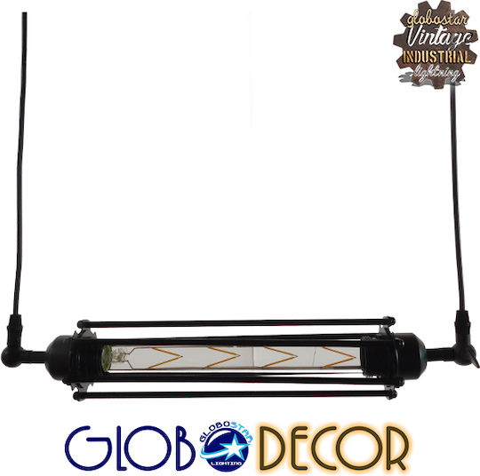 GloboStar Tube Висящо Осветително Тяло Черен Rail с Цокъл E27 43x11см.