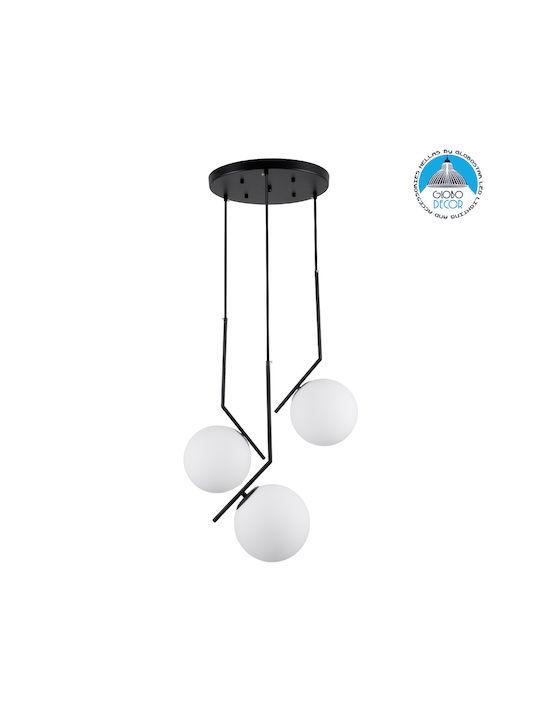 GloboStar Monroe Висящо Осветително Тяло Черен Топка с Цокъл E27 60x25x50см.