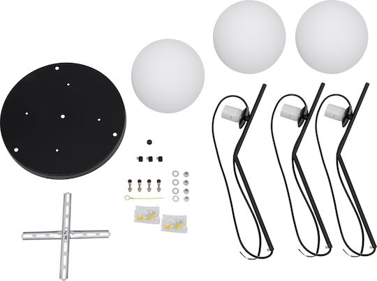 GloboStar Monroe Pendant Light Black Ball with Socket E27 60x25x50cm