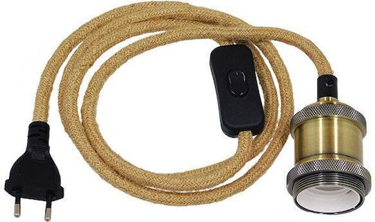 GloboStar Whip Lamp Socket with E27 Gold Fitting 91044