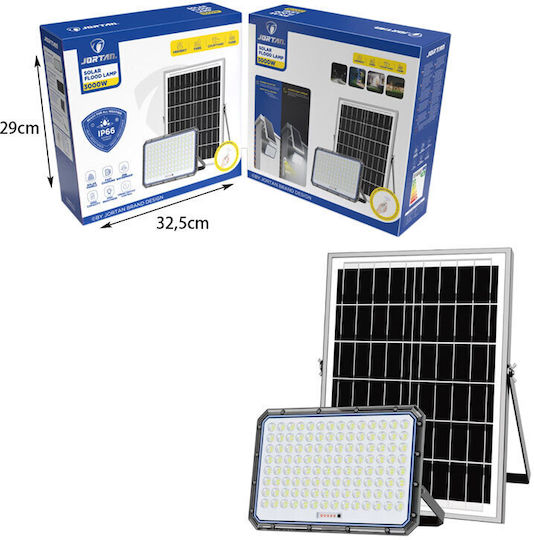 Jortan Waterproof Solar LED Floodlight Cold White 6500K with Remote Control IP66
