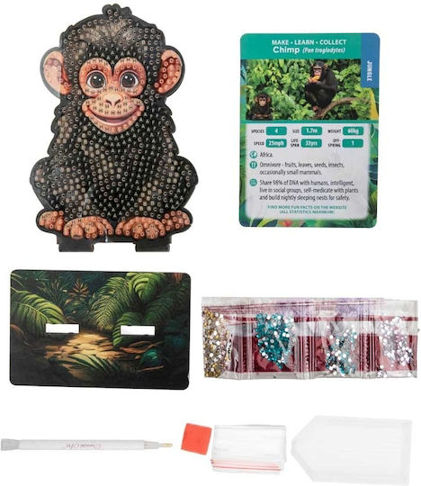 Комплект за диамантено рисуване Craft Buddy Crystal Art Buddies Шимпанзе 7 части