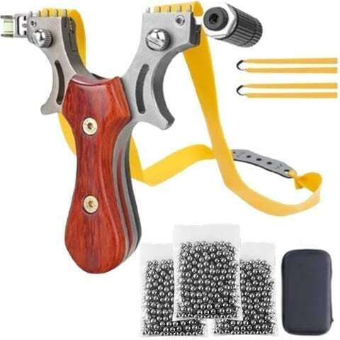 Set Cărucior Metalic Tăiat cu Laser 300 Bile Metalice 6 mm 12 cm Plută Mâner din Lemn Carcasă Maro Inclusă