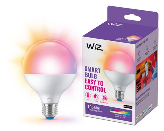WiZ Smart Λάμπα LED 11W για Ντουί E27 και Σχήμα G95 RGB 1055lm