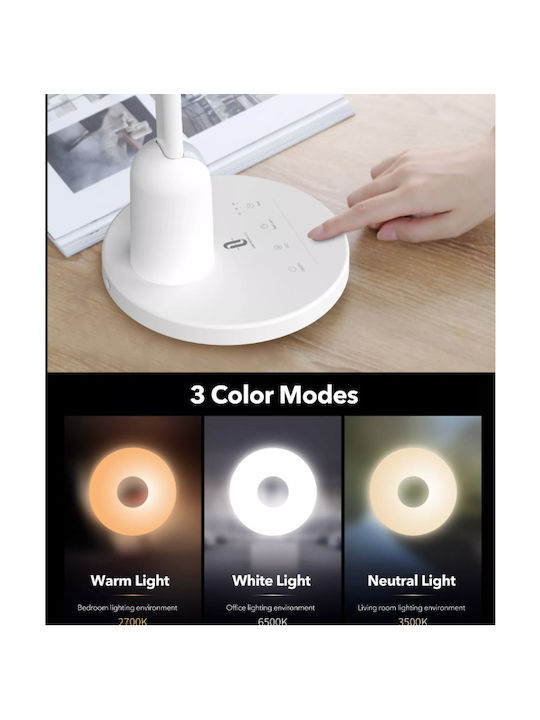 TaoTronics Jupiter L1 LED Φωτιστικό Γραφείου με Σπαστό Βραχίονα σε Λευκό Χρώμα