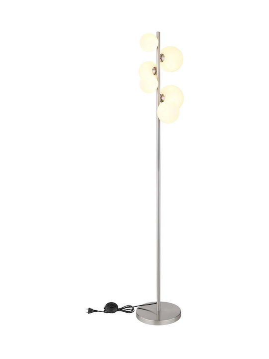 Globo Lighting Floor Lamp H155xW29.5cm. with Socket for Bulb G9 Silver