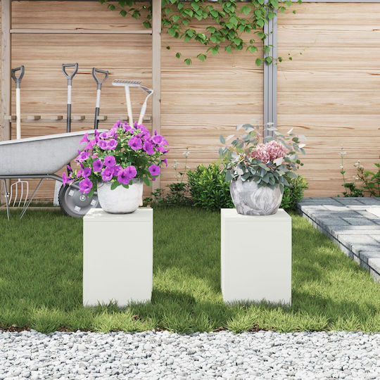 vidaXL Suport plante pentru exterior Pilon Suporturi de plante Metalice Albe 24bucx24bucx35buccm. 2buc