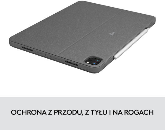 Logitech Combo Touch Flip Cover με Πληκτρολόγιο στα Αγγλικά US Γκρι (iPad Pro 2021 12.9" / iPad Pro 2022 12.9'')