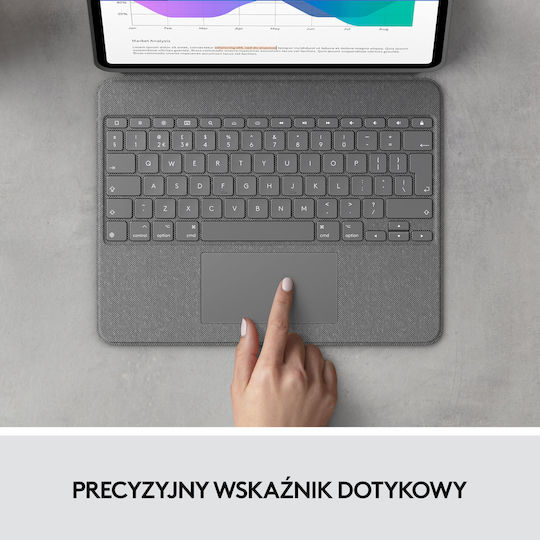 Logitech Combo Touch Flip Cover με Πληκτρολόγιο στα Αγγλικά US Γκρι (iPad Pro 2021 12.9" / iPad Pro 2022 12.9'')