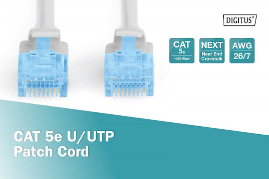 Digitus U/UTP Cat.5e (Gigabit) Network Cable Ethernet 7m Gray
