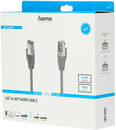 HAMA F/UTP Cat.5e (Gigabit) Мрежов Кабел Ethernet 10м Сив