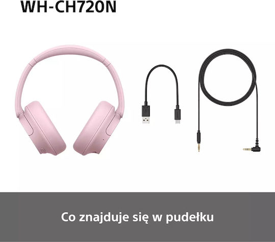 Sony WH-CH720N Wireless / Wired Over Ear Headphones with 35 hours of Operation and Quick Charge Pink