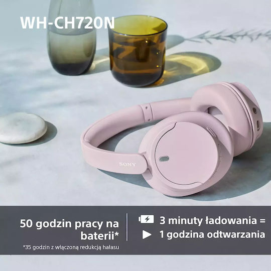 Sony WH-CH720N Wireless / Wired Over Ear Headphones with 35 hours of Operation and Quick Charge Pink
