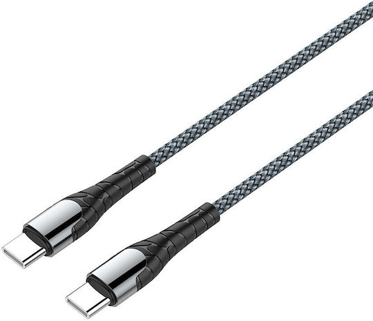 ColorWay Braided USB 2.0 Cable USB-C male - USB-C 65W PD Γκρι 1m CW-CBPDCC040-GR
