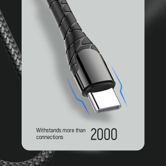 ColorWay Braided USB 2.0 Cable USB-C male - USB-C 65W PD Γκρι 1m CW-CBPDCC040-GR