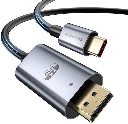 Ven-Dens USB 2.0 Cable USB-C male - USB-C / DisplayPort Μαύρο 2m