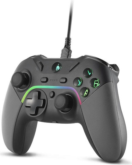 Spartan Gear Pelekys Gamepad Cu Fir Cu Stick-uri Cu Efect Hall Pentru PC PS3 Negru