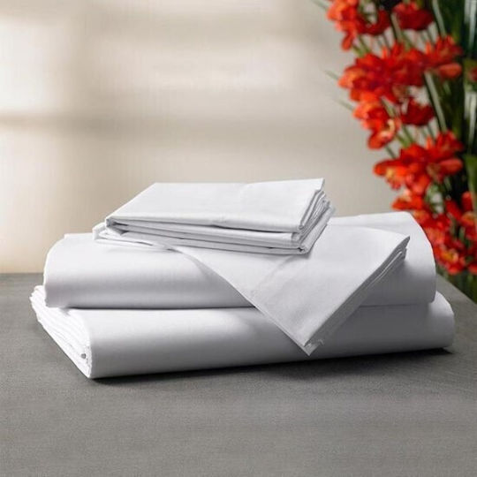 Sunshine Hotel Sheet White Queen Size 240x270cm Cotton & Polyester 1pcs