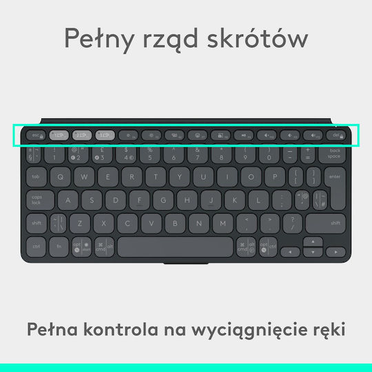 Logitech Keys To Go 2 Wireless Bluetooth Keyboard Only for Tablet English US Graphite
