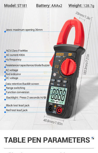 Aneng Clamp Meter Digital 400A AC with Test Leads ST181