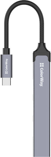 ColorWay USB-Hub 3 Anschlüsse USB 2.0 mit USB-A Anschluss Silber