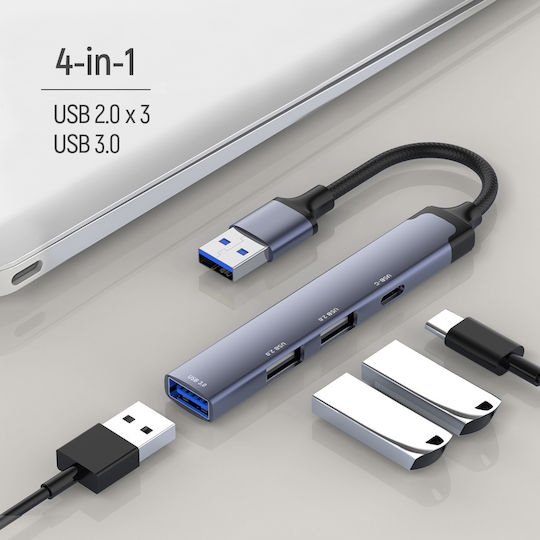 ColorWay Hub 4 Θυρών USB 3.0 με σύνδεση USB-A Ασημί