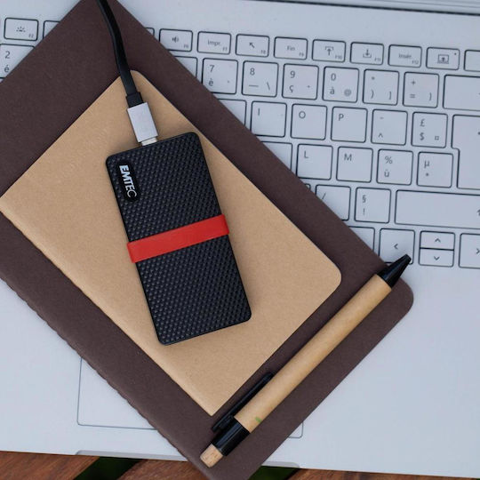 Emtec X200 Portable USB 3.1 / USB-C External 2.5" SSD 256GB Red