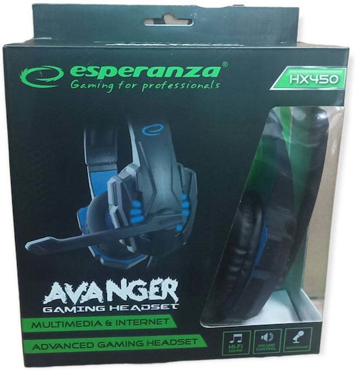Esperanza Avenger Over Ear Gaming Headset με σύνδεση 3.5mm Μπλε