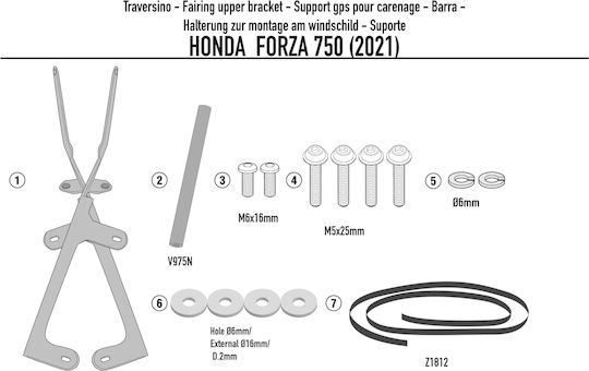 Μπαράκι Στήριξης Smartphone / Gps Για Honda Forza 750 2021-2023