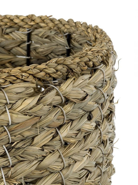 GloboStar Skopelos Planter Wicker Beige with Stand 26x26x36cm.