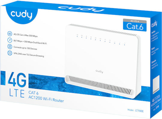 Cudy LT700E Ασύρματο 4G Router Wi‑Fi 5 με 4 Θύρες Gigabit