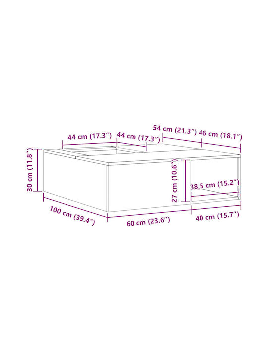 vidaXL Focar În aer liber din metal Maro 100x100x30cm