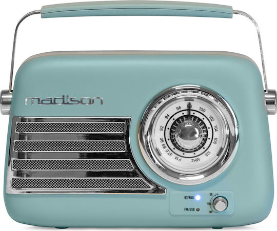 Madison Freesound VR40 Retro Επιτραπέζιο Ραδιόφωνο Επαναφορτιζόμενο με Bluetooth Μπλε