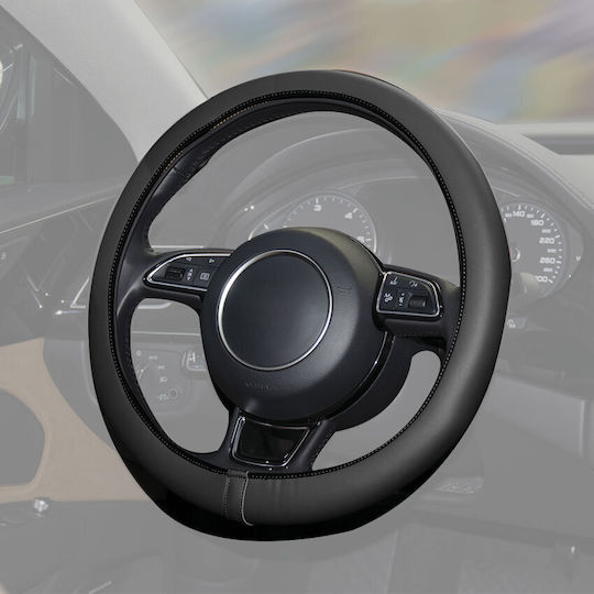 Car+ Car Steering Wheel Cover Comfort Grip with Diameter 37-38cm made of Leatherette Black
