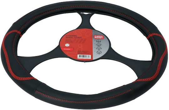 Carpoint Car Steering Wheel Cover with Diameter 37-39cm made of Leatherette Black