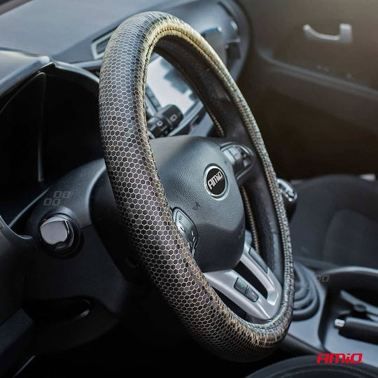 AMiO Car Steering Wheel Cover SWC-37 with Diameter 37-39cm Synthetic Gray